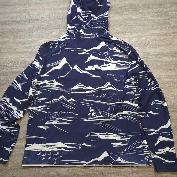 Greyson Men's XL Lake Como Pullover Hoodie Golf Casual Blue White Graphic Wolf - Picture 8 of 15